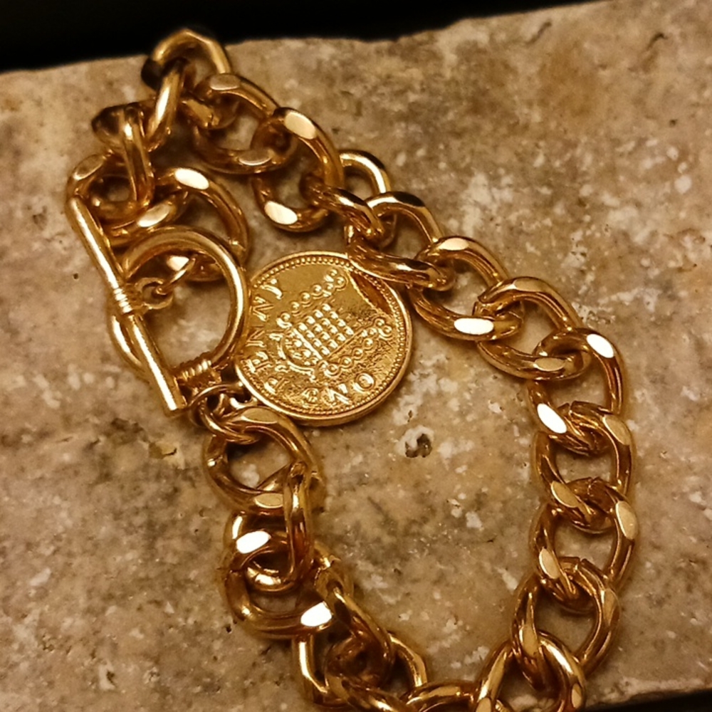 Gold plated one penny bracelet